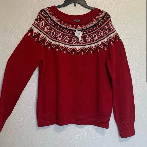 American Living Red Crew Neck Nordic Sweater - Picture 1 of 3